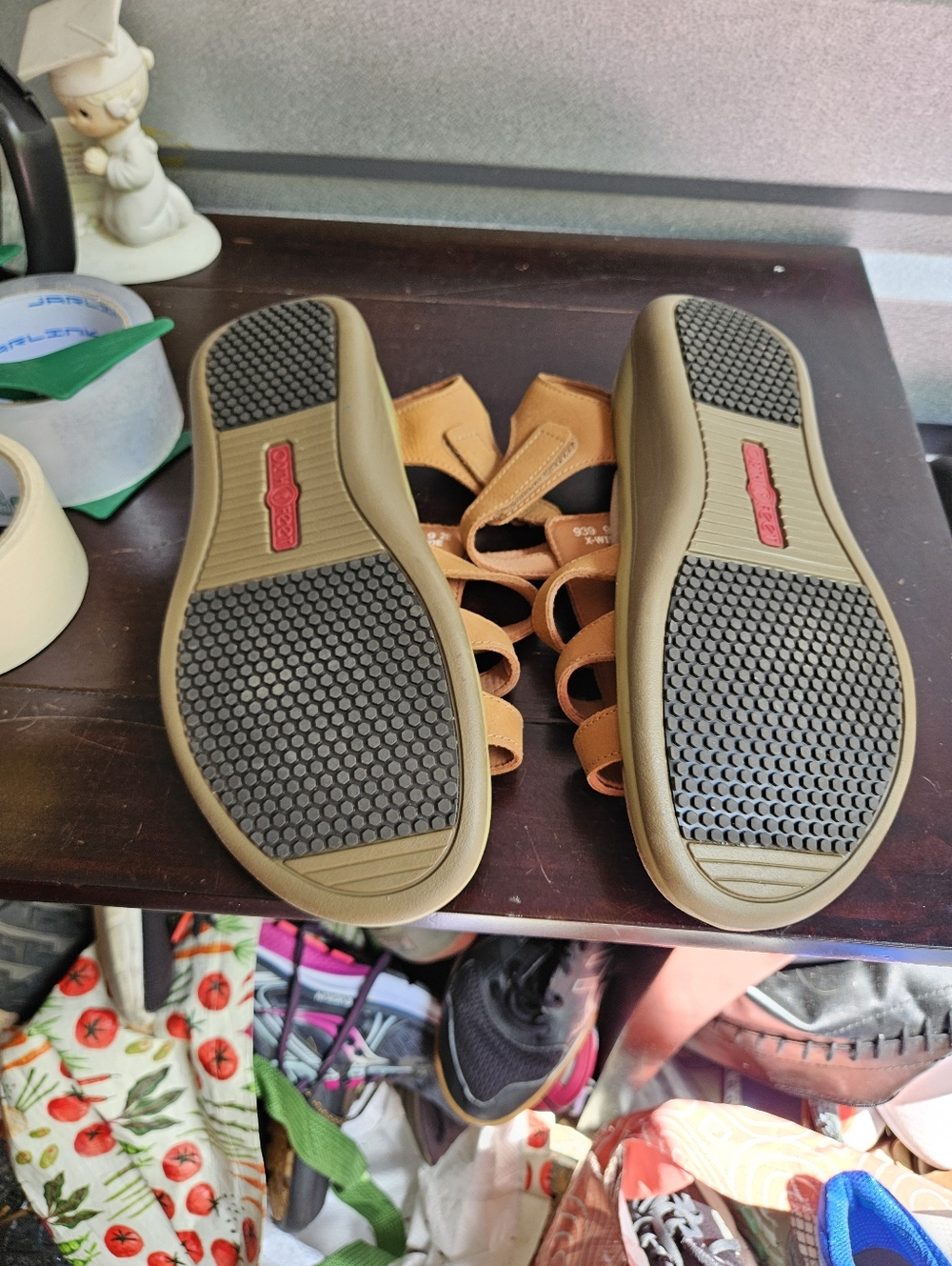 Orthofeet Women's Strappy Wedge Sandals Hook & Loop Arch Support Brown US Size 9 - Picture 4 of 5